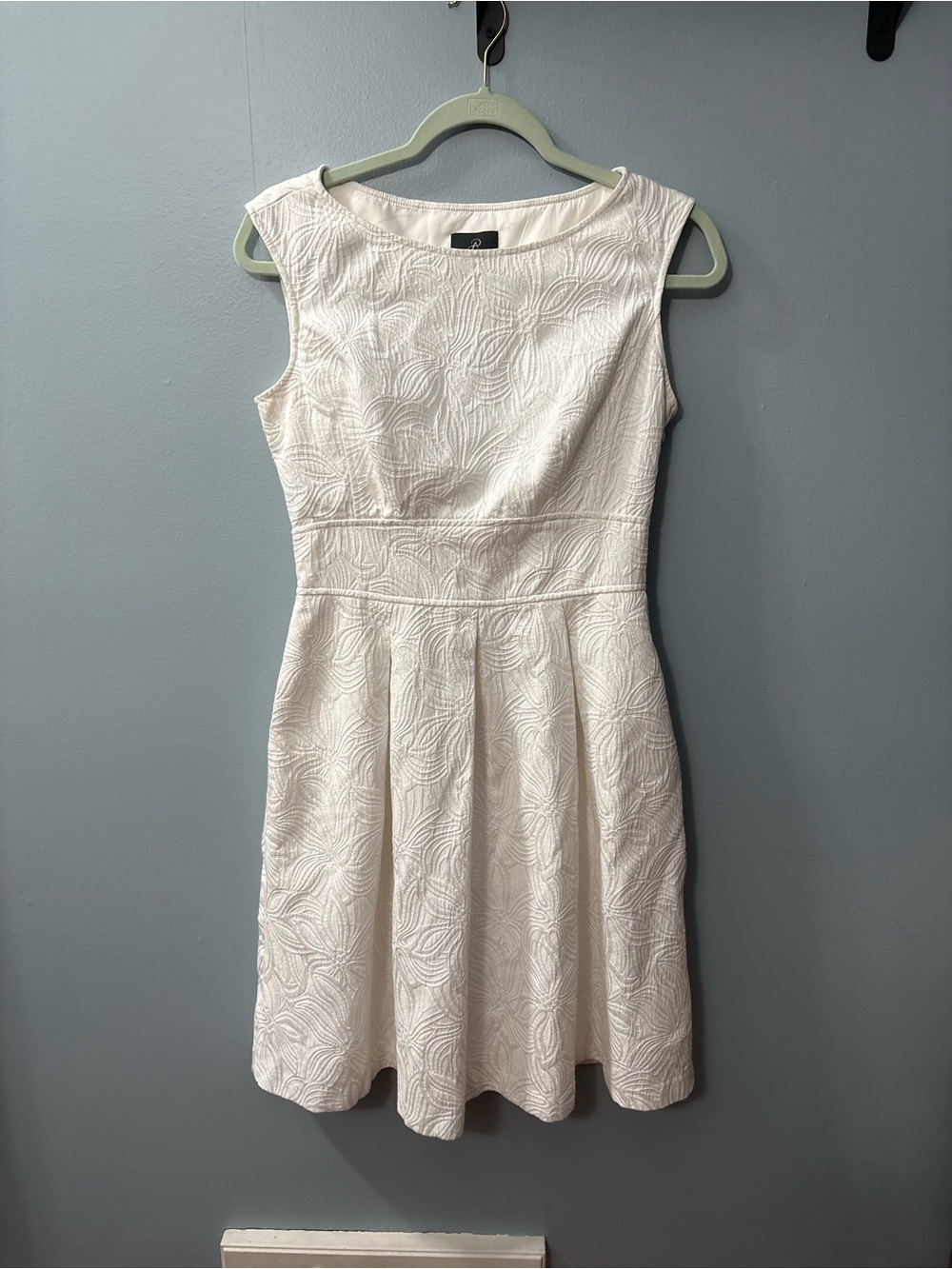Adrianna Papell Ivory Textured Sleeveless Fit-and-Flare Midi Dress